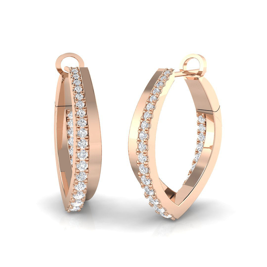 Stunning 0.50Ct Diamond V-Shape Pointed Hoop Earrings in in 10K/14K gold and platinum with certified lab-grown or natural diamonds