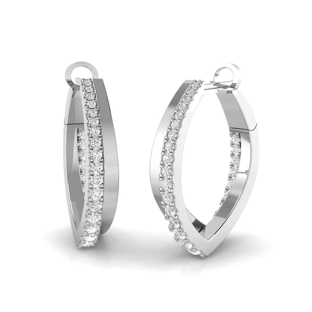 Stunning 0.50Ct Diamond V-Shape Pointed Hoop Earrings in in 10K/14K gold and platinum with certified lab-grown or natural diamonds