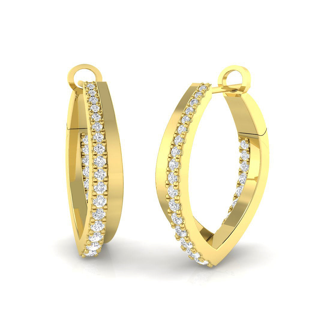 Stunning 0.50Ct Diamond V-Shape Pointed Hoop Earrings in in 10K/14K gold and platinum with certified lab-grown or natural diamonds