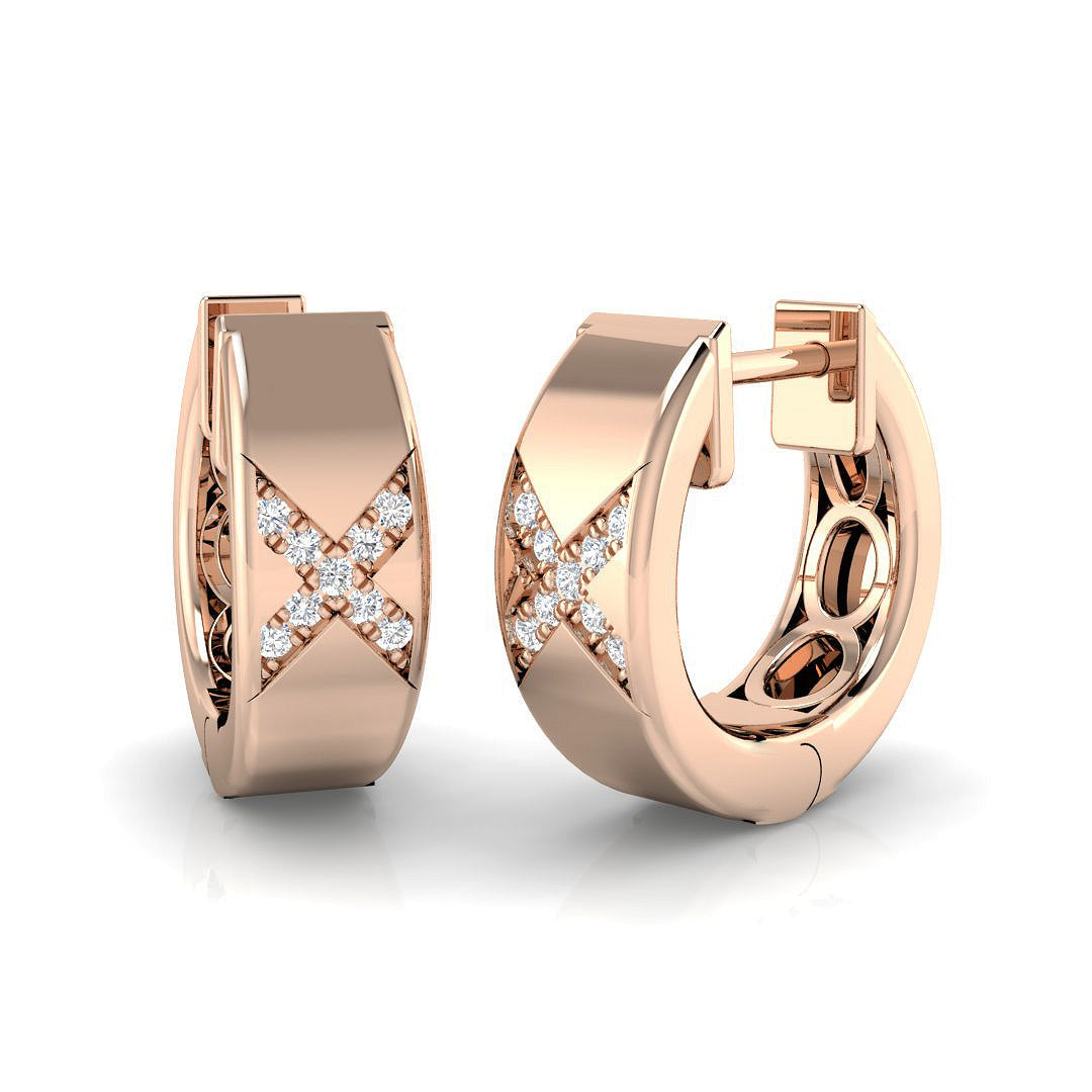 X-Design 0.05 Ct Diamond Hoop Earrings in 10K/14K gold and platinum with certified lab-grown or natural diamonds