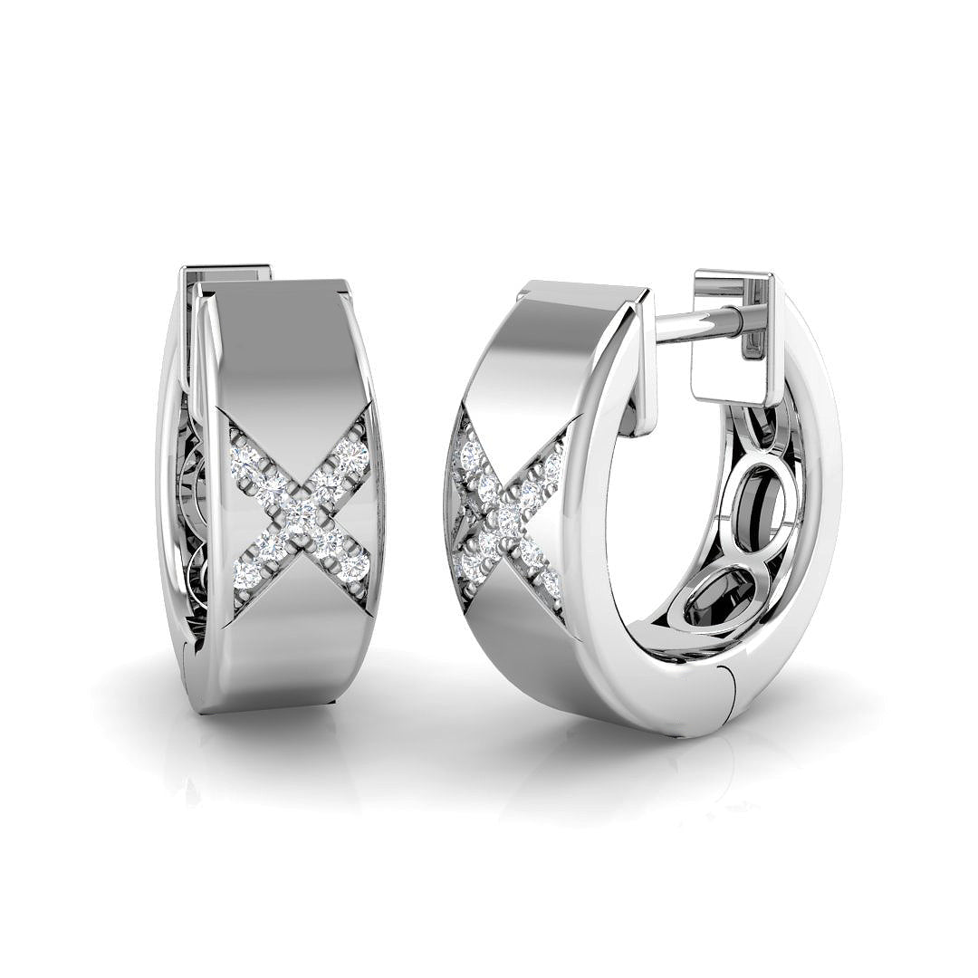 X-Design 0.05 Ct Diamond Hoop Earrings in 10K/14K gold and platinum with certified lab-grown or natural diamonds