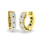 Breathtaking 0.50Ct Diamond Floral Cluster Huggie Hoop Earrings in 10K/14K gold and platinum with certified lab-grown or natural diamonds