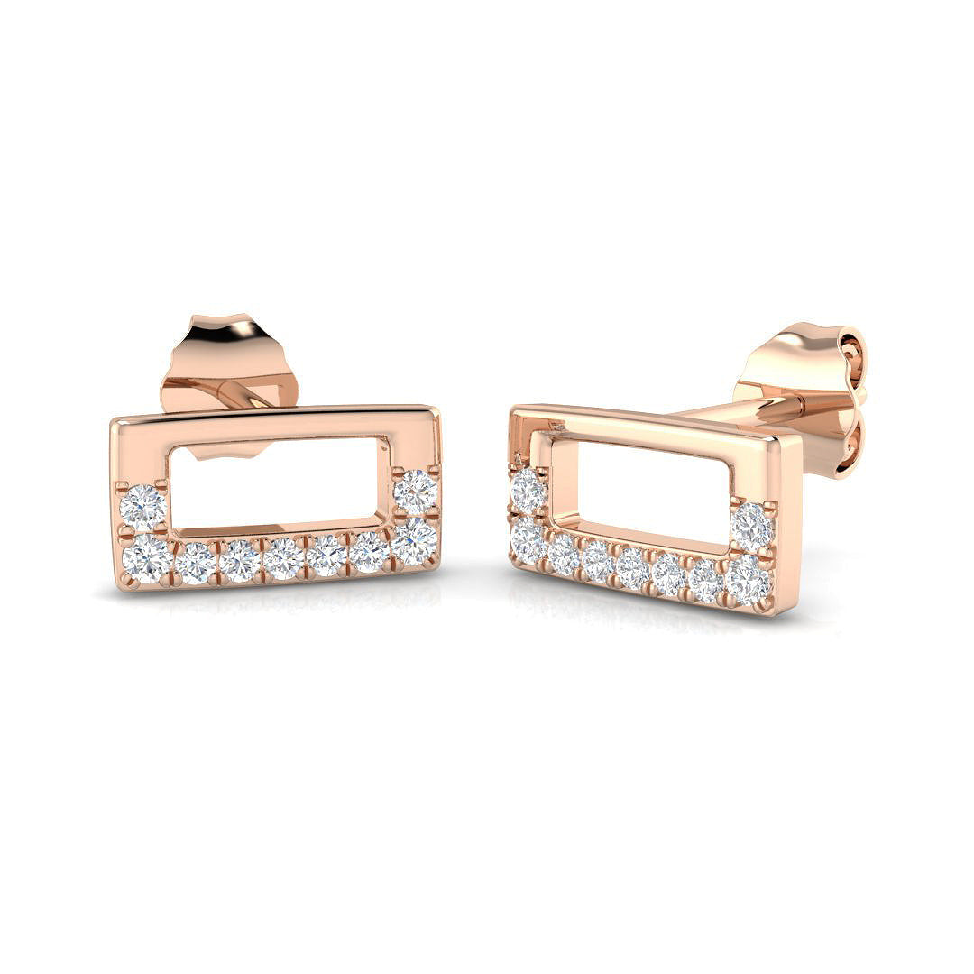 Elegant 0.10Ct Open Rectangle Diamond Stud Earrings in in 10K/14K gold and platinum with certified lab-grown or natural diamonds