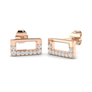 Elegant 0.10Ct Open Rectangle Diamond Stud Earrings in in 10K/14K gold and platinum with certified lab-grown or natural diamonds