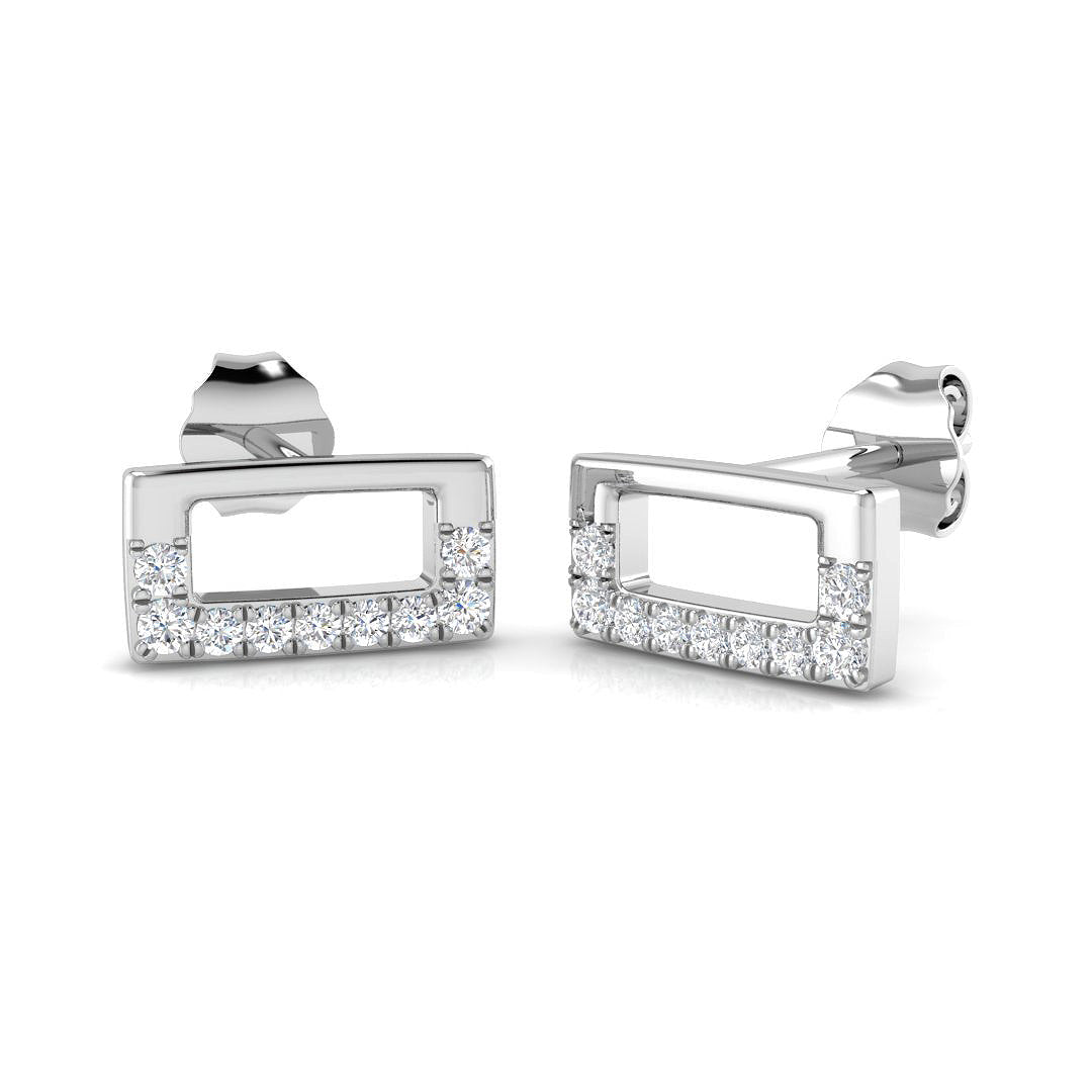 Elegant 0.10Ct Open Rectangle Diamond Stud Earrings in in 10K/14K gold and platinum with certified lab-grown or natural diamonds
