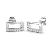 Elegant 0.10Ct Open Rectangle Diamond Stud Earrings in in 10K/14K gold and platinum with certified lab-grown or natural diamonds