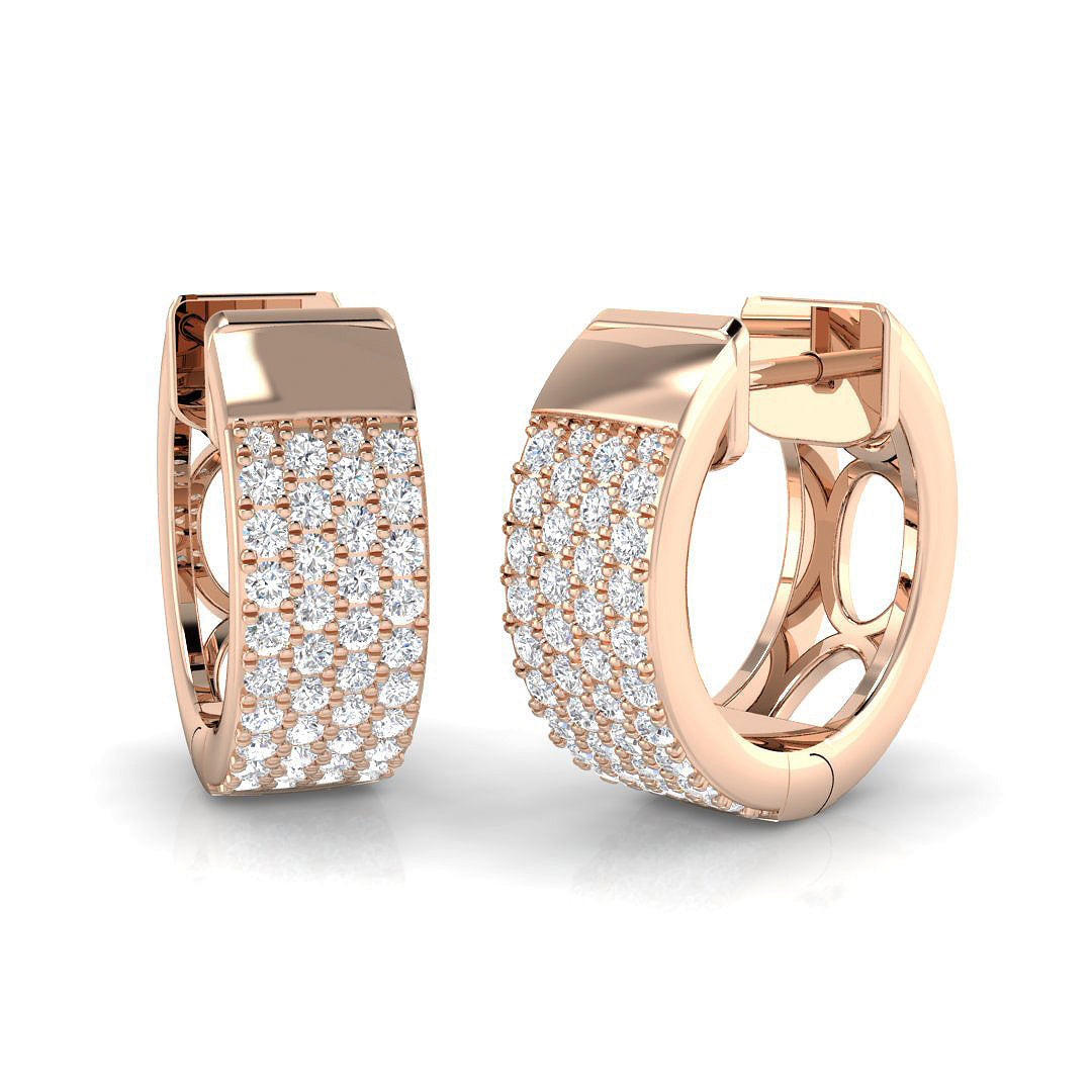 Full Pave-Set Diamond Hoop Earrings 0.5 Ct in 10K/14K gold and platinum with certified lab-grown or natural diamonds