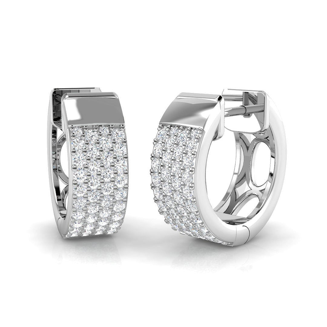 Full Pave-Set Diamond Hoop Earrings 0.5 Ct in 10K/14K gold and platinum with certified lab-grown or natural diamonds