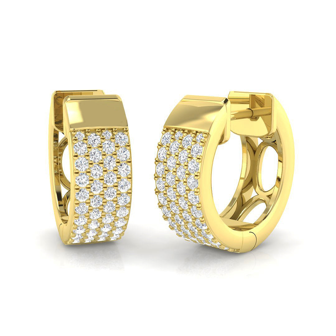 Full Pave-Set Diamond Hoop Earrings 0.5 Ct in 10K/14K gold and platinum with certified lab-grown or natural diamonds