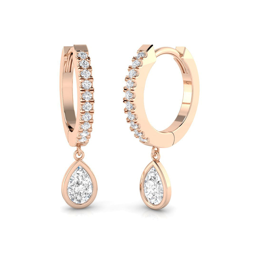 Elwyn Gold Drop & Trilogy Diamond Earrings - 0.5ct Luxury Jewelry in 10K/14K gold and platinum with certified lab-grown or natural diamonds
