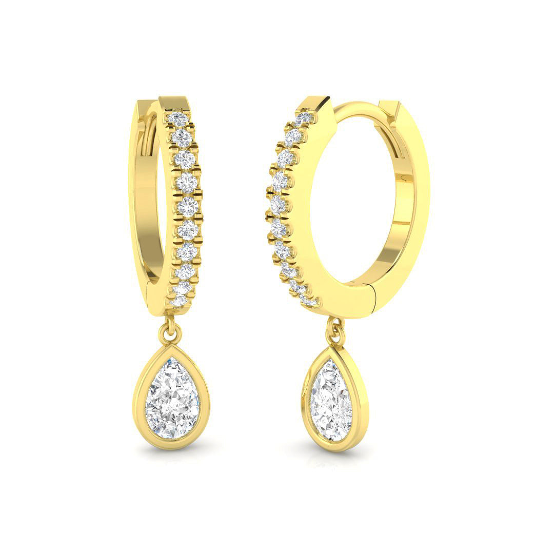 Elwyn Gold Drop & Trilogy Diamond Earrings - 0.5ct Luxury Jewelry in 10K/14K gold and platinum with certified lab-grown or natural diamonds