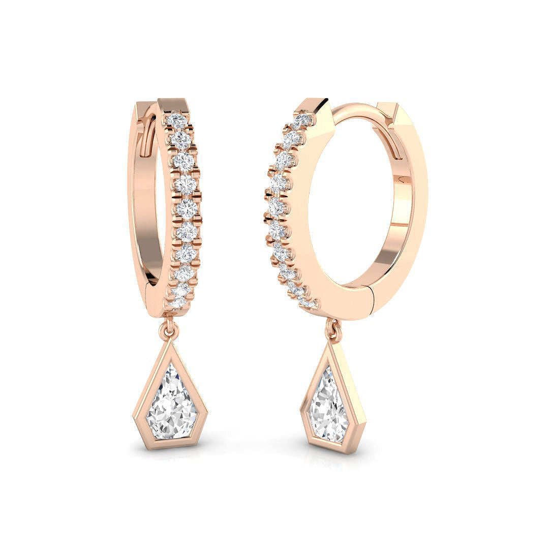 Lumpy 0.5ct Gold Drop & Trilogy Diamond Earrings in 10K/14K gold and platinum with certified lab-grown or natural diamonds