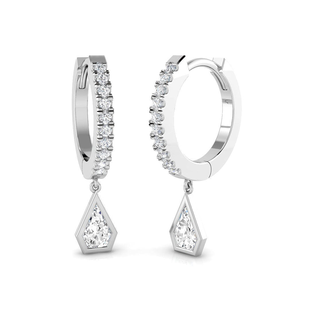 Lumpy 0.5ct Gold Drop & Trilogy Diamond Earrings in 10K/14K gold and platinum with certified lab-grown or natural diamonds
