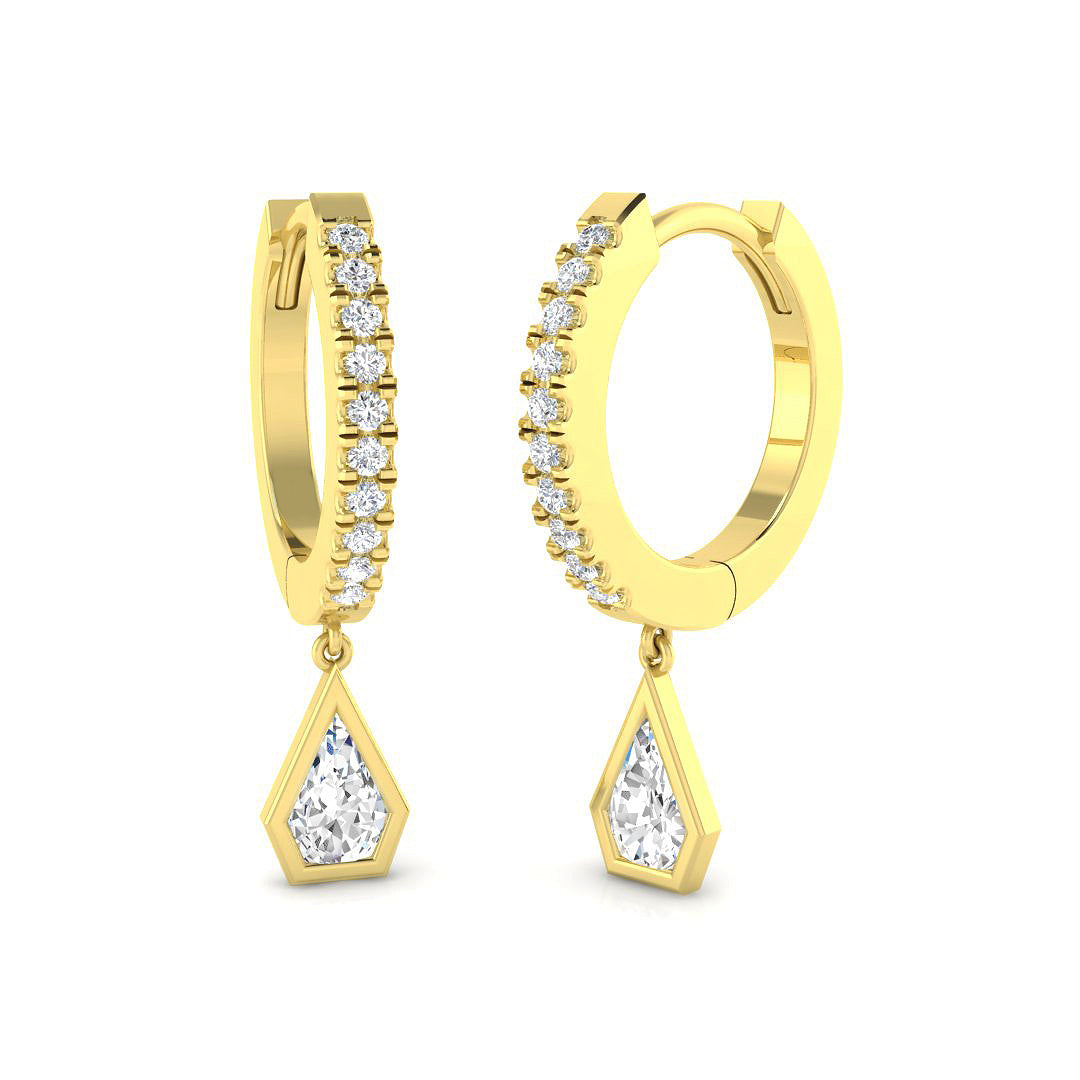 Lumpy 0.5ct Gold Drop & Trilogy Diamond Earrings in 10K/14K gold and platinum with certified lab-grown or natural diamonds
