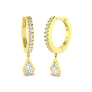 Lumpy 0.5ct Gold Drop & Trilogy Diamond Earrings in 10K/14K gold and platinum with certified lab-grown or natural diamonds