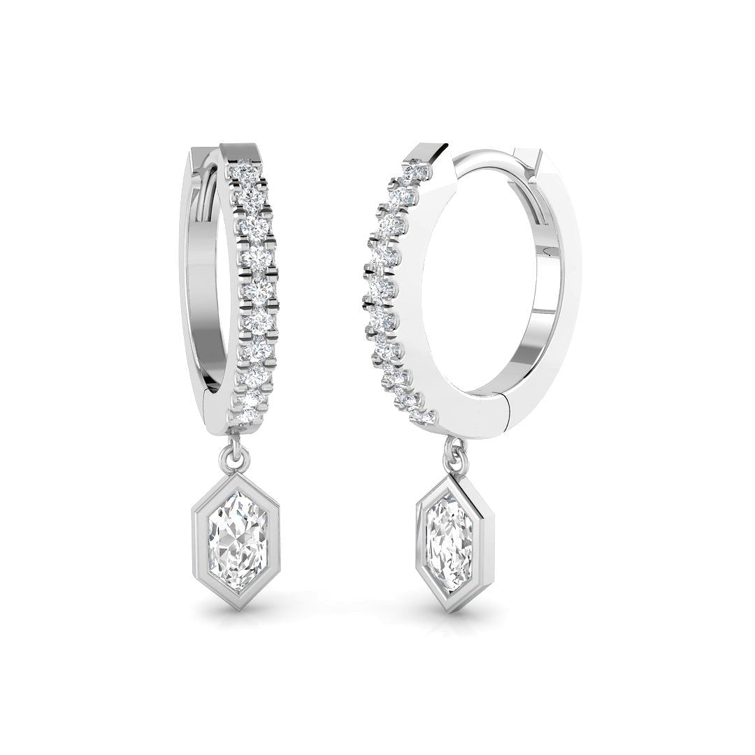 Entty Gold Drop & Trilogy Diamond Earrings - Exquisite Luxury Design in 10K/14K gold and platinum with certified lab-grown or natural diamonds