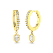 Entty Gold Drop & Trilogy Diamond Earrings - Exquisite Luxury Design in 10K/14K gold and platinum with certified lab-grown or natural diamonds
