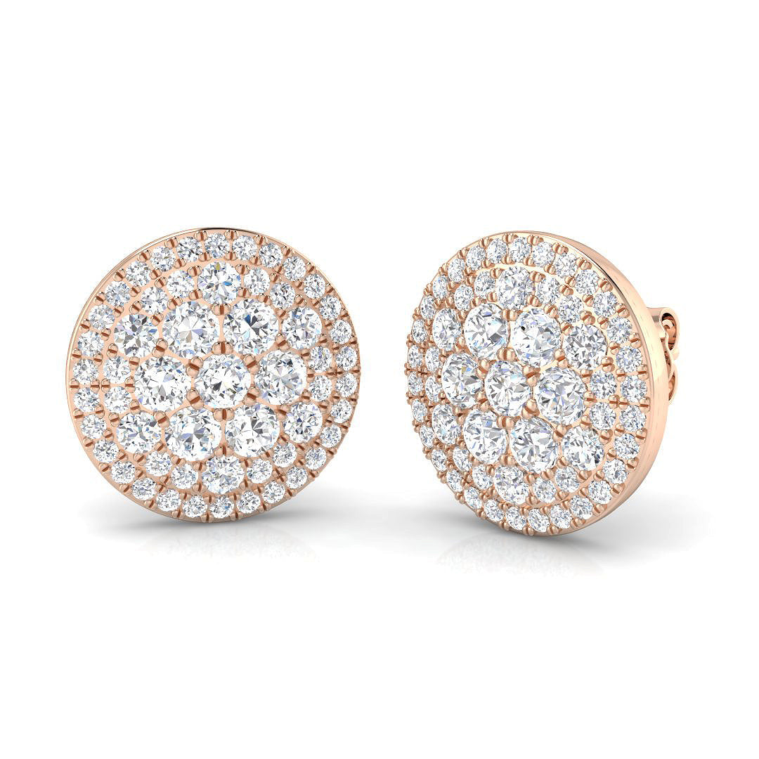 1.75Ct Diamond Cluster Stud Earrings in 10K/14K gold and platinum with certified lab-grown or natural diamonds