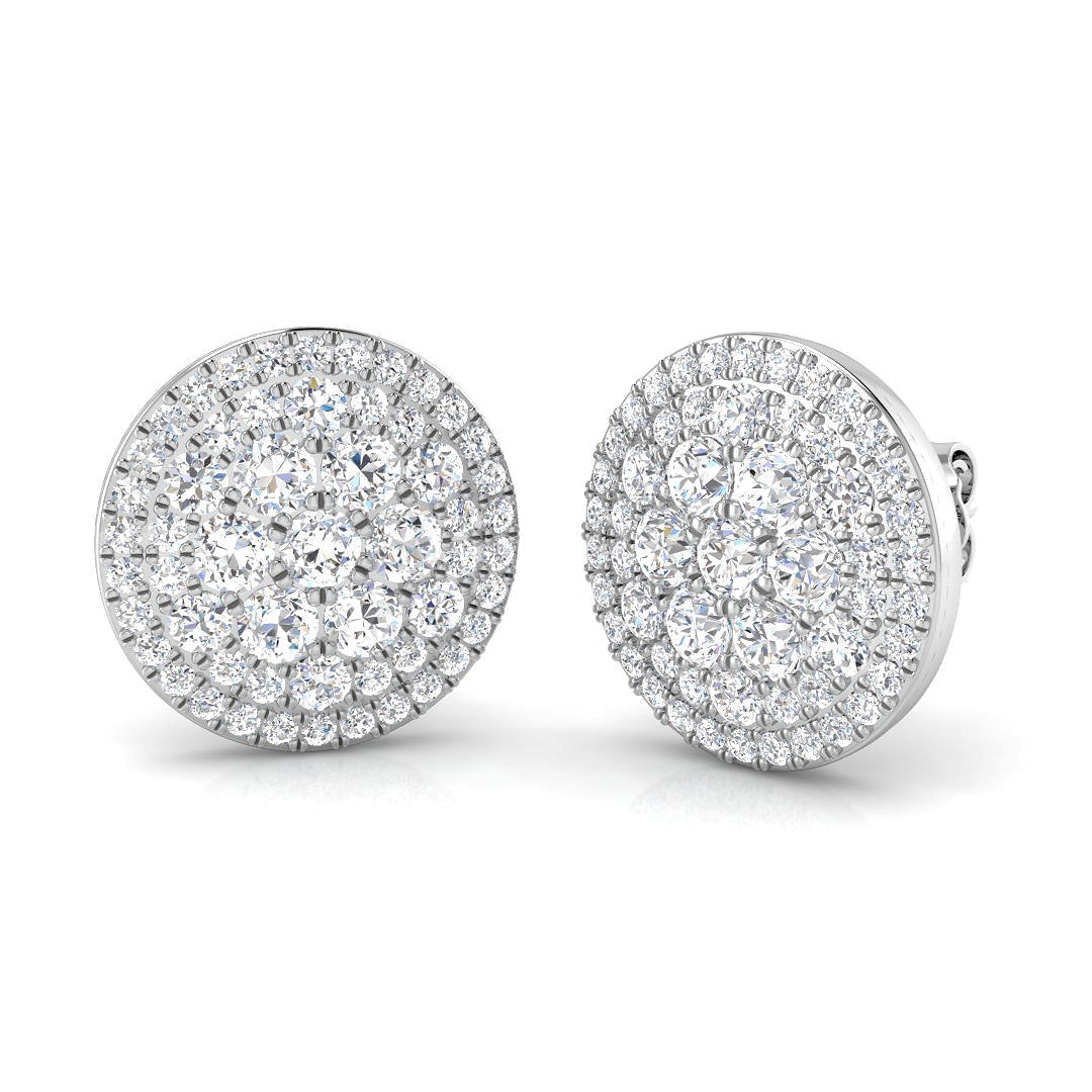 1.75Ct Diamond Cluster Stud Earrings in 10K/14K gold and platinum with certified lab-grown or natural diamonds