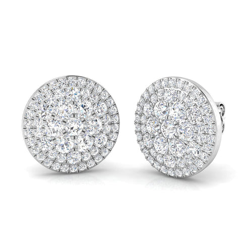 1.75Ct Diamond Cluster Stud Earrings in 10K/14K gold and platinum with certified lab-grown or natural diamonds