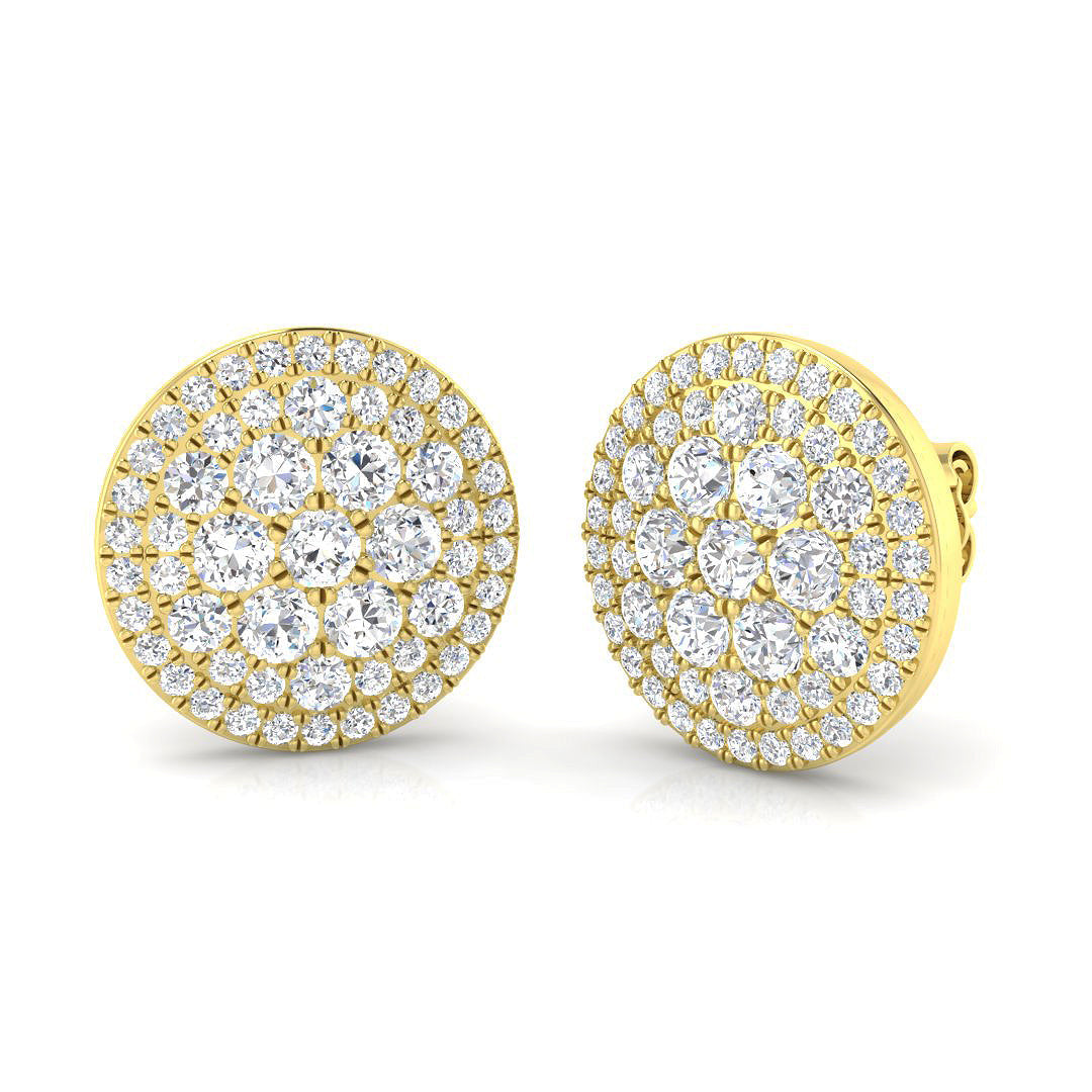 1.75Ct Diamond Cluster Stud Earrings in 10K/14K gold and platinum with certified lab-grown or natural diamonds
