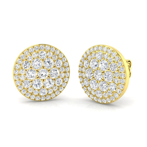 1.75Ct Diamond Cluster Stud Earrings in 10K/14K gold and platinum with certified lab-grown or natural diamonds