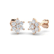 Round Cluster Diamond Stud Earrings in 10K/14K gold and platinum with certified lab-grown or natural diamonds