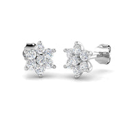 Round Cluster Diamond Stud Earrings in 10K/14K gold and platinum with certified lab-grown or natural diamonds