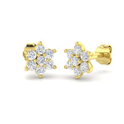 Round Cluster Diamond Stud Earrings in 10K/14K gold and platinum with certified lab-grown or natural diamonds