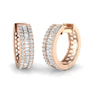Hoop Earrings with Baguette and Brilliant Diamonds - 1ct Solid in 10K/14K gold and platinum with certified lab-grown or natural diamonds