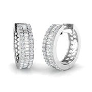 Hoop Earrings with Baguette and Brilliant Diamonds - 1ct Solid in 10K/14K gold and platinum with certified lab-grown or natural diamonds
