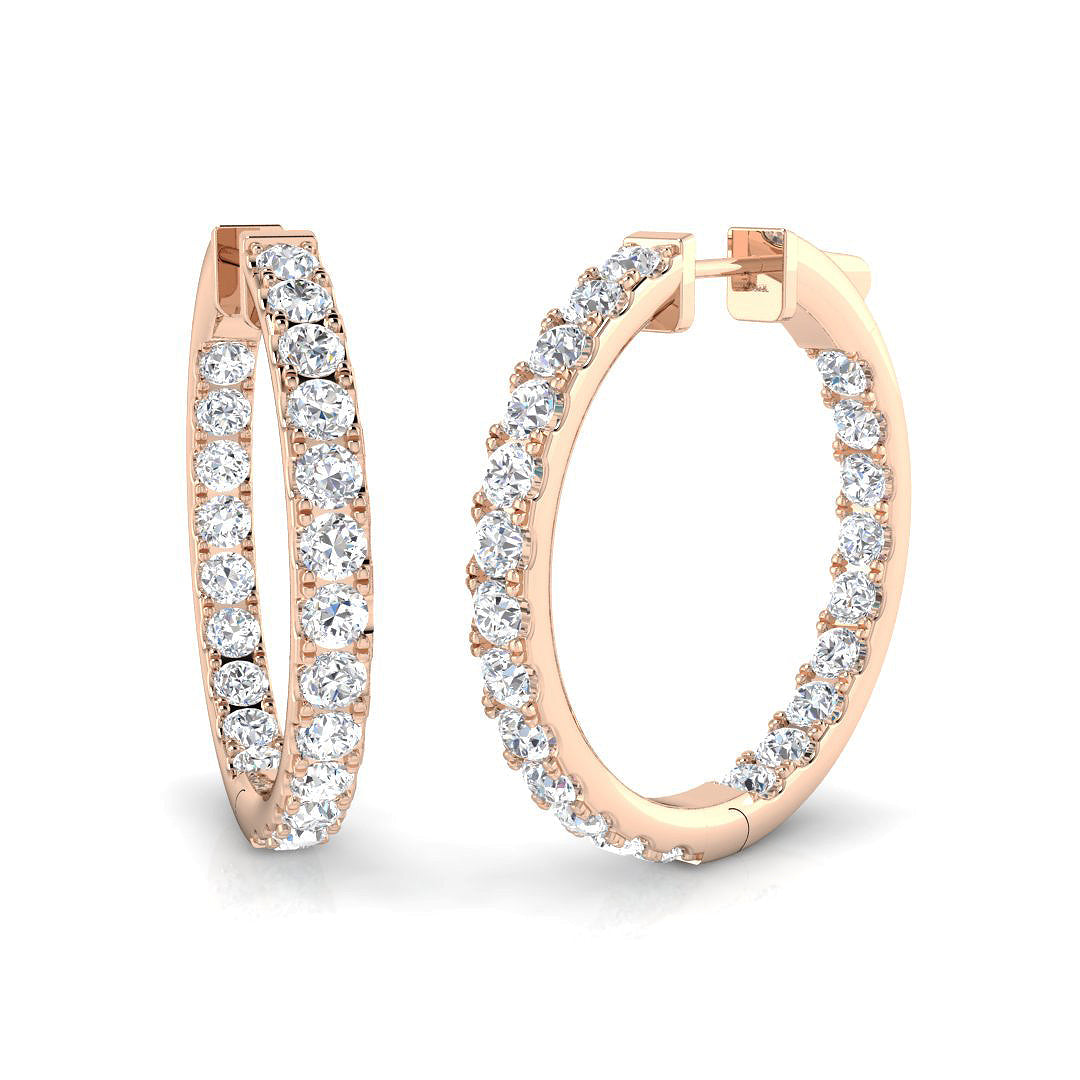 Luxury 0.5 Ct Diamond Hoop Earrings 3 Ct Total in 10K/14K gold and platinum with certified lab-grown or natural diamonds