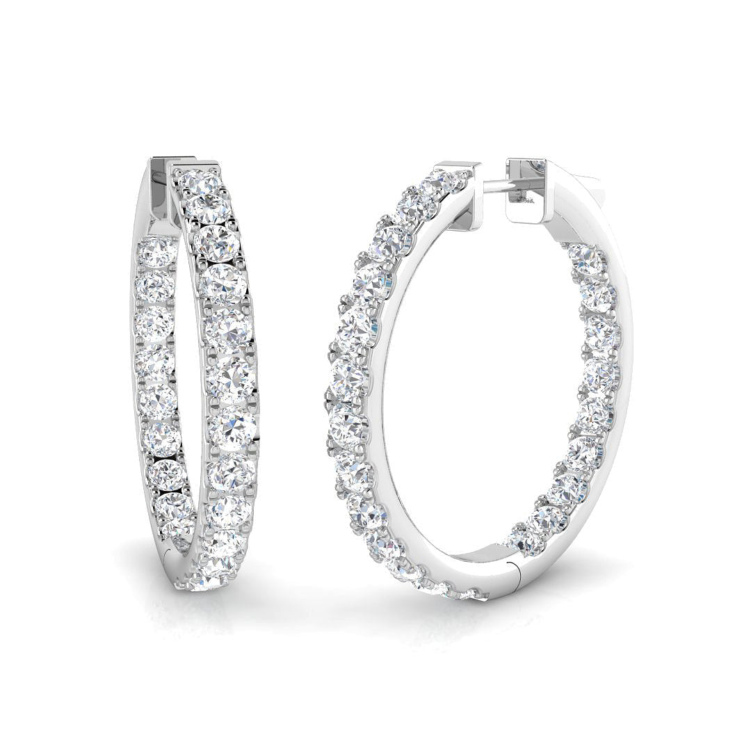 Luxury 0.5 Ct Diamond Hoop Earrings 3 Ct Total in 10K/14K gold and platinum with certified lab-grown or natural diamonds