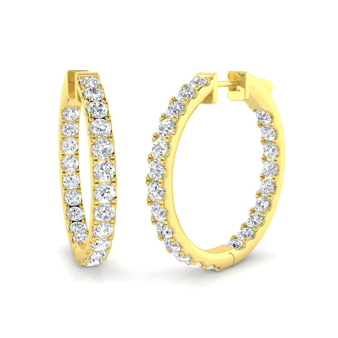 Luxury 0.5 Ct Diamond Hoop Earrings 3 Ct Total in 10K/14K gold and platinum with certified lab-grown or natural diamonds