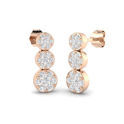 Enspy Gold Drop & Trilogy Diamond Earrings in 10K/14K gold and platinum with certified lab-grown or natural diamonds