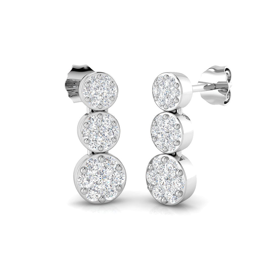 Enspy Gold Drop & Trilogy Diamond Earrings in 10K/14K gold and platinum with certified lab-grown or natural diamonds