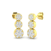 Enspy Gold Drop & Trilogy Diamond Earrings in 10K/14K gold and platinum with certified lab-grown or natural diamonds