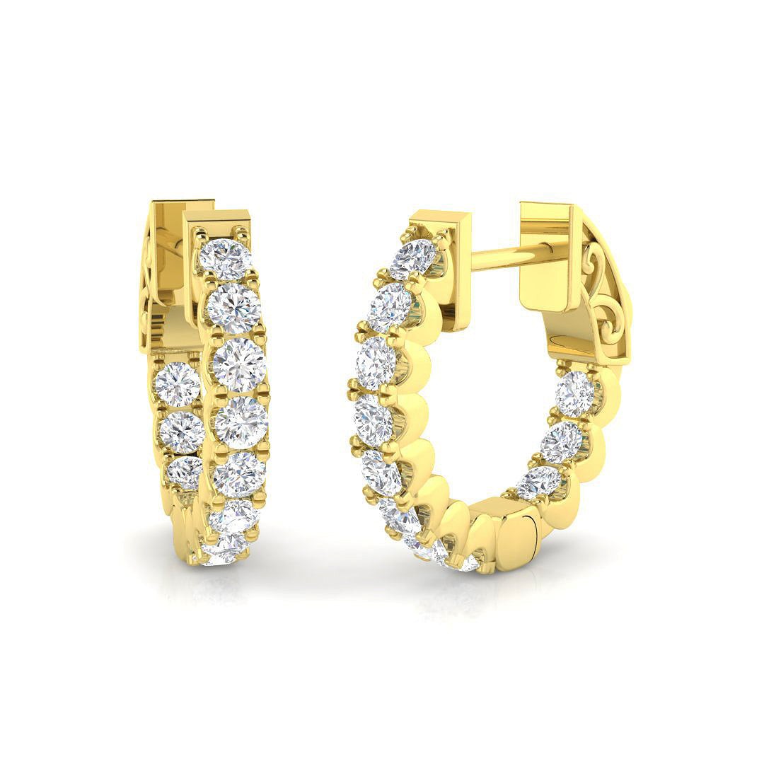 0.5 Ct to 3.5 Ct Diamond Hoop Earrings in 10K/14K gold and platinum with certified lab-grown or natural diamonds