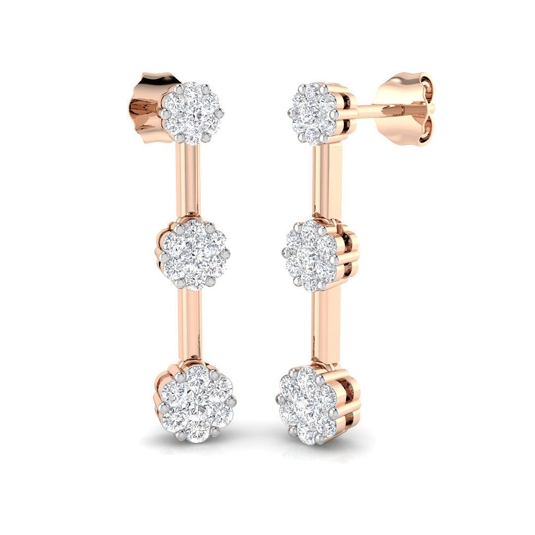 Lupoy Gold Diamond Drop & Trilogy Earrings - 0.5ct Luxury Jewelry in 10K/14K gold and platinum with certified lab-grown or natural diamonds