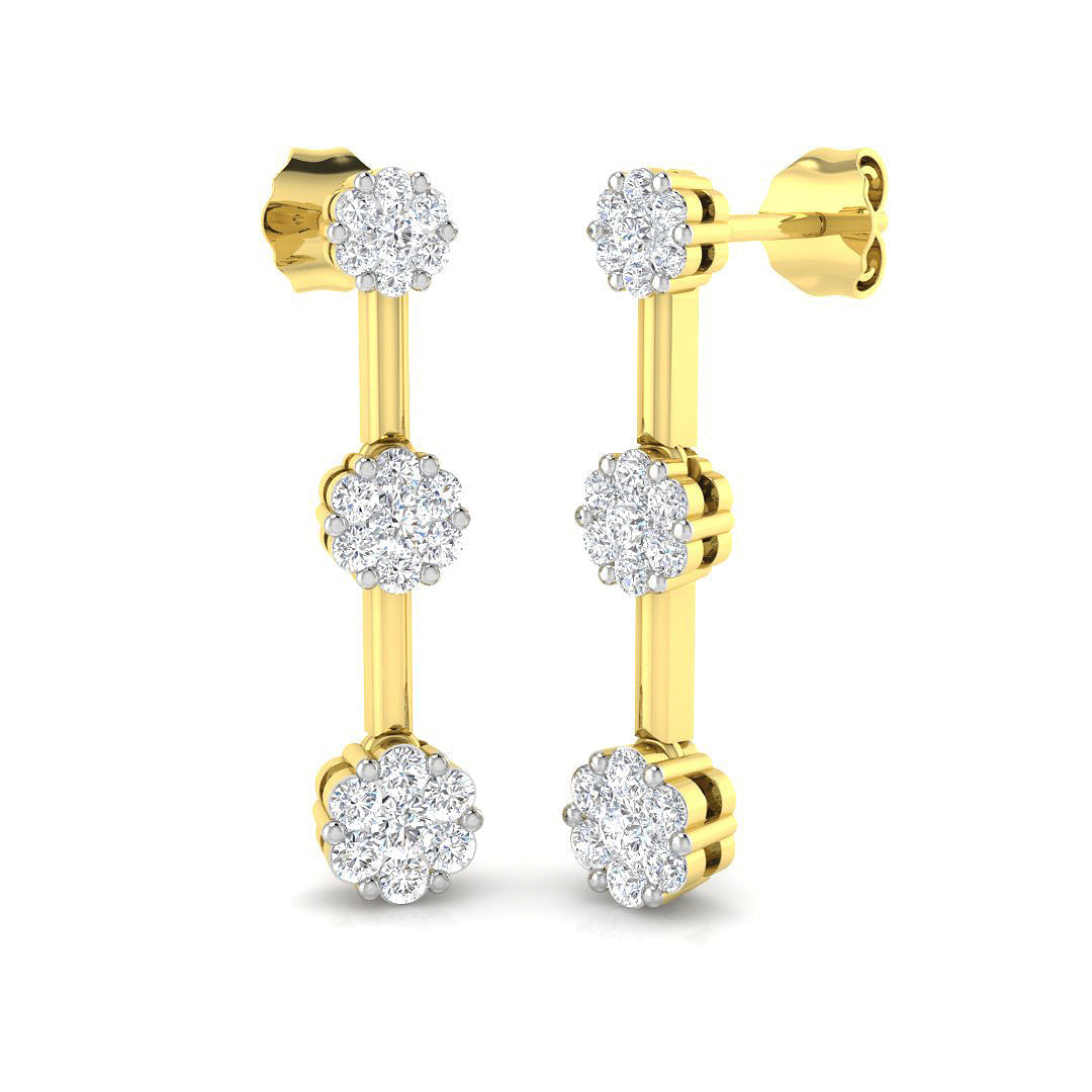 Lupoy Gold Diamond Drop & Trilogy Earrings - 0.5ct Luxury Jewelry in 10K/14K gold and platinum with certified lab-grown or natural diamonds
