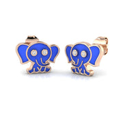 Adorable 0.20Ct Diamond Blue Elephant Stud Earrings in in 10K/14K gold and platinum with certified lab-grown or natural diamonds