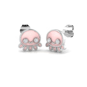 Adorable 0.15Ct Diamond Pink Jellyfish Stud Earrings in in 10K/14K gold and platinum with certified lab-grown or natural diamonds