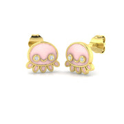 Adorable 0.15Ct Diamond Pink Jellyfish Stud Earrings in in 10K/14K gold and platinum with certified lab-grown or natural diamonds