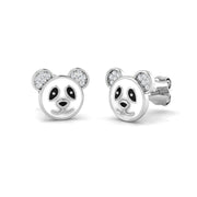 Adorable 0.15Ct Diamond Panda Bear Stud Earrings in in 10K/14K gold and platinum with certified lab-grown or natural diamonds