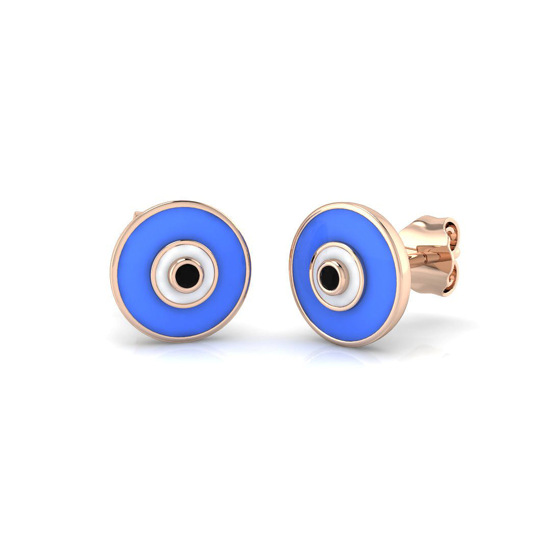 Protective 0.25Ct Diamond Evil Eye Stud Earrings in in 10K/14K gold and platinum with certified lab-grown or natural diamonds