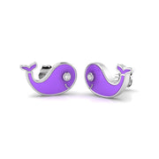 Adorable 0.20Ct Diamond Purple Whale Stud Earrings in in 10K/14K gold and platinum with certified lab-grown or natural diamonds