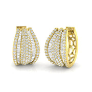 Hoop Earrings with Wide Multi Row Diamonds - 2ct Baguette & Brilliant in 10K/14K gold and platinum with certified lab-grown or natural diamonds