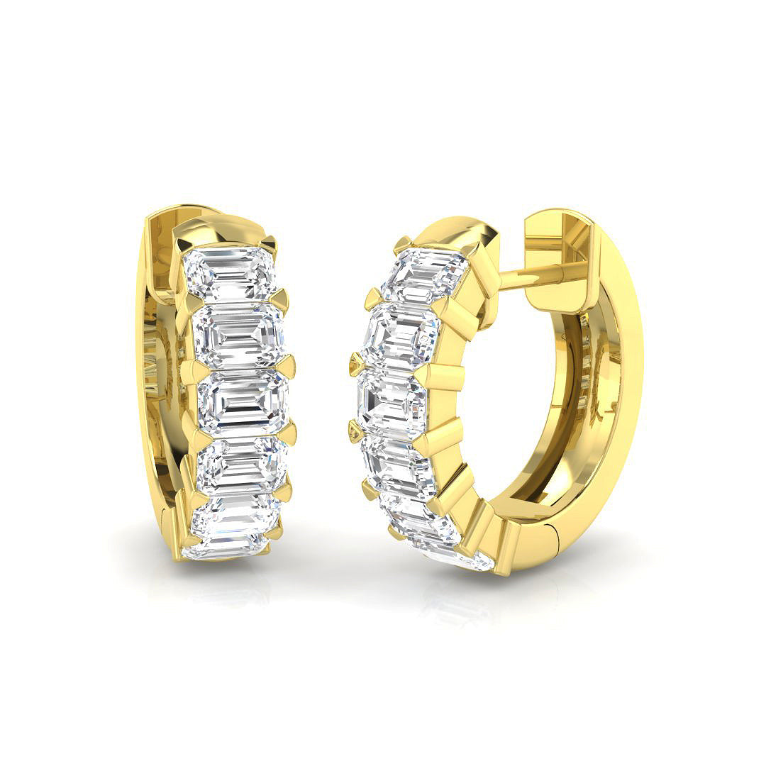 Emerald-Cut 1.75 Ct Diamond Hoop Earrings in 10K/14K gold and platinum with certified lab-grown or natural diamonds