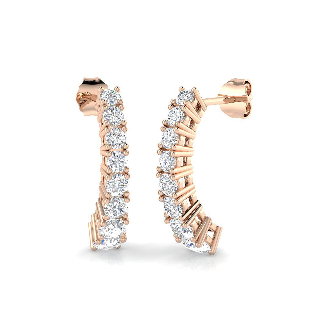 Lurvy Luxury 1.75ct Gold Drop & Trilogy Diamond Earrings - Elegant Shine in 10K/14K gold and platinum with certified lab-grown or natural diamonds
