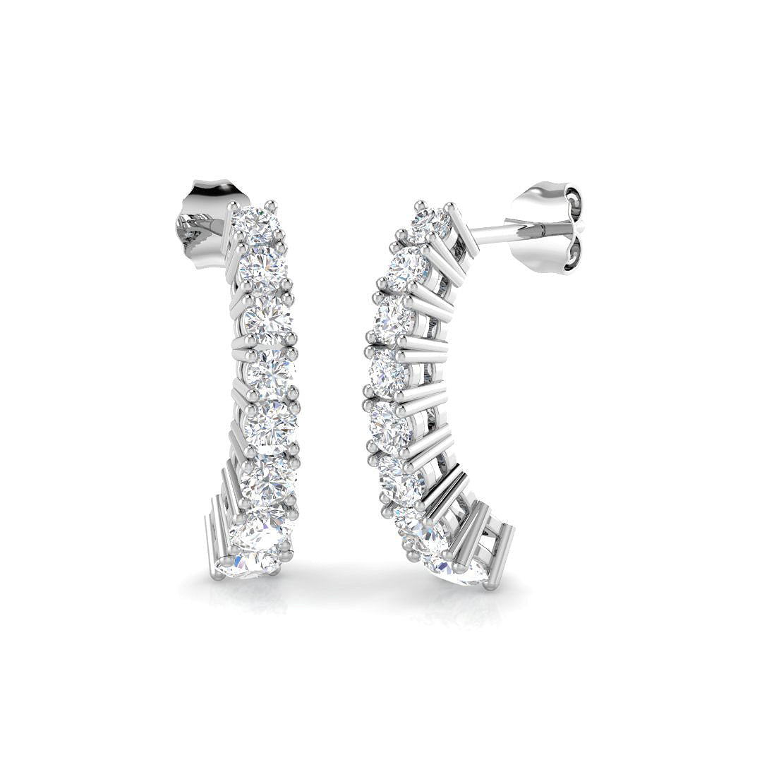 Lurvy Luxury 1.75ct Gold Drop & Trilogy Diamond Earrings - Elegant Shine in 10K/14K gold and platinum with certified lab-grown or natural diamonds